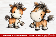 Whimsical Farm Animal Clipart | Cute Farm Animals PNG Set Product Image 1
