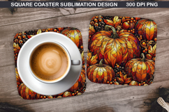 Pumpkin Coaster Sublimation, Halloween Coaster PNG Design Product Image 1