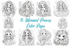 76 Mermaid Princess Girl Clipart Color Book Illustration Product Image 1