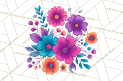Whimsical Flower Doodle Clipart Cute Sketchy PNG Product Image 3