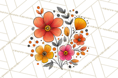 Whimsical Flower Doodle Clipart Cute Sketchy PNG Product Image 5
