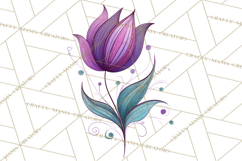 Whimsical Flower Doodle Clipart Cute Sketchy PNG Product Image 4