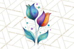 Whimsical Flower Doodle Clipart Cute Sketchy PNG Product Image 5