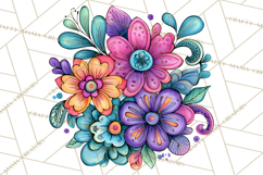 Whimsical Flower Doodle Clipart Cute Sketchy PNG Product Image 3