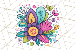 Whimsical Flower Doodle Clipart Cute Sketchy PNG Product Image 5