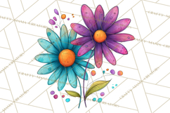 Whimsical Flower Doodle Clipart Cute Sketchy PNG Product Image 3
