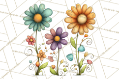 Whimsical Flower Doodle Clipart Cute Sketchy PNG Product Image 3