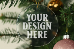 Christmas Acrylic Ornament Mockups | Round Clear Acrylic Orn Product Image 1