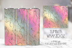 Pastel pink Halloween ghost pattern tumbler 20oz wrap design Product Image 1