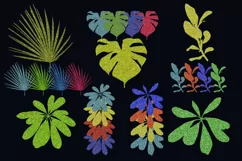 Silhouettes of tropical leaves with sequins. Sublimation Product Image 2