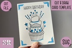 Birthday card insert design| Paper cutting |Cricut Card svg Product Image 1