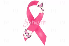 Watercolor Breast Cancer Ribbon PNG Design Product Image 5