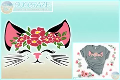 Cat Face With Flower Headband SVG | Cat SVG Product Image 1
