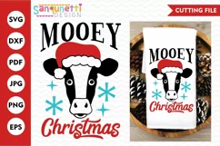 Mooey Christmas cow svg, Farm holiday cut file Product Image 1