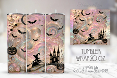 Cute Halloween witch pastel pink tumbler 20oz wrap design Product Image 1