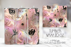 Cute Halloween pastel pink pattern tumbler 20oz wrap design Product Image 1