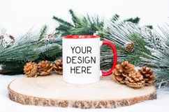 Mug Mockup Christmas 11 Oz White Coffee Cup Red Handle Product Image 1