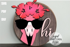 Flamingo Welcome Sign SVG | Summer Door Hanger SVG Product Image 3