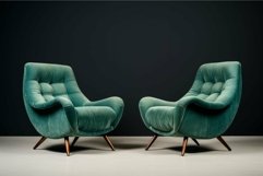 Modern teal armchairs on dark background Product Image 1