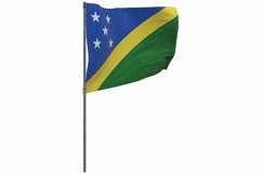 Solomon Islands flag on pole. Waving banner isolated Product Image 1