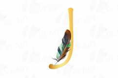 Tribal golden alphabet with feathers clip art, png files Product Image 18