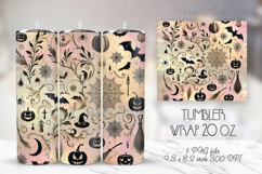 Cute Halloween pattern pastel pink tumbler 20oz wrap design Product Image 1