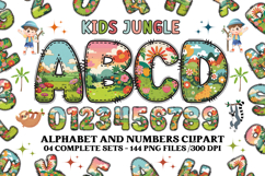 Kids Jungle Alphabet clipart, kids jungle letters doodle Product Image 1