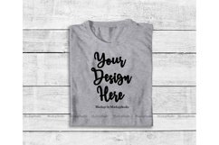 Gray Folded Tshirt Mock Up, Top View Shirt Flat Lay Display Product Image 1