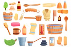 Sauna icons set, cartoon style Product Image 1