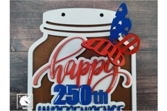 3D Patriotic Mason Jar Sign SVG | 250 Anniversary Usa Sign Product Image 3