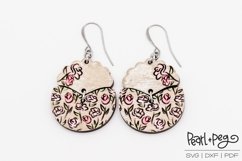 Scalloped Top 2 Part Floral Laser Engraved Earring Download Product Image 2