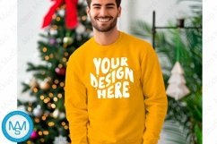 Yellow men Sweatshirt empty space Mockup, christmas Gildan Product Image 1