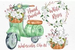 Watercolor roses clipart ROSES BOUQUETS White flowers  Product Image 1