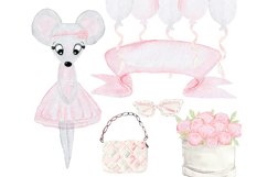 Mouse clipart. Watercolor mouse. Baby shower clipart. Product Image 1