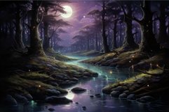 Captivating digital art of a mystical forest by moonlight wi Product Image 1