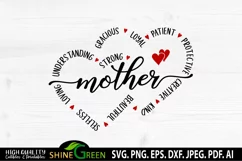 Mom Mothers Day SVG Mother SVG Dual Heart Mom Tshirt Design Product Image 3
