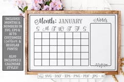 Calendar - SVG DXF - Monthly Farmhouse - Chalkboard Sign EPS Product Image 1