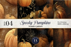 Spooky Pumpkin Pattern, Autumn Pumpkin Digital Paper Product Image 1