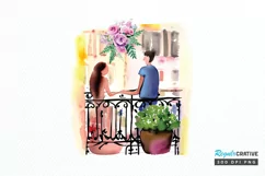 Watercolor The Bride and Groom Sublimation PNG Product Image 1