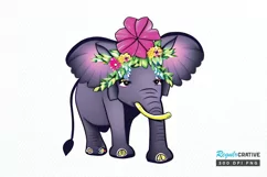 Flower Baby Elephant Sublimation PNG Clipart Product Image 1