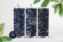 Navy Crystal Embroidery | Luxury Denim Fabric Texture Product Image 2