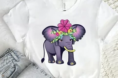 Flower Baby Elephant Sublimation PNG Clipart Product Image 2