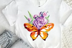 Watercolor Groovy Butterflies Floral Sublimation PNG Clipart Product Image 2