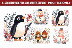 Scandinavian Folk Art Winter Clipart PNG Product Image 1