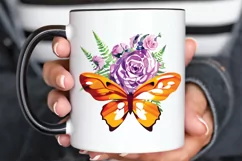 Watercolor Groovy Butterflies Floral Sublimation PNG Clipart Product Image 3