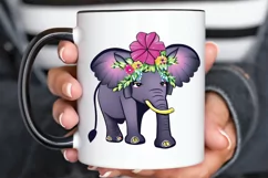 Flower Baby Elephant Sublimation PNG Clipart Product Image 3