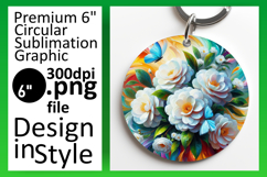 Elegant Keychain Circle PNG Artwork , Flowers Product Image 1