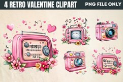Retro Valentine Clipart PNG Product Image 1