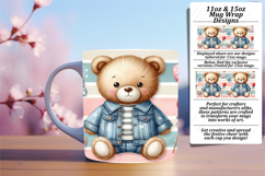 Happy 15oz Mug Wrap Png Template , Teddy Bear Product Image 1