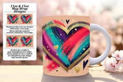 Beautiful 15oz Mug Wrap Png Design , Heart Product Image 1